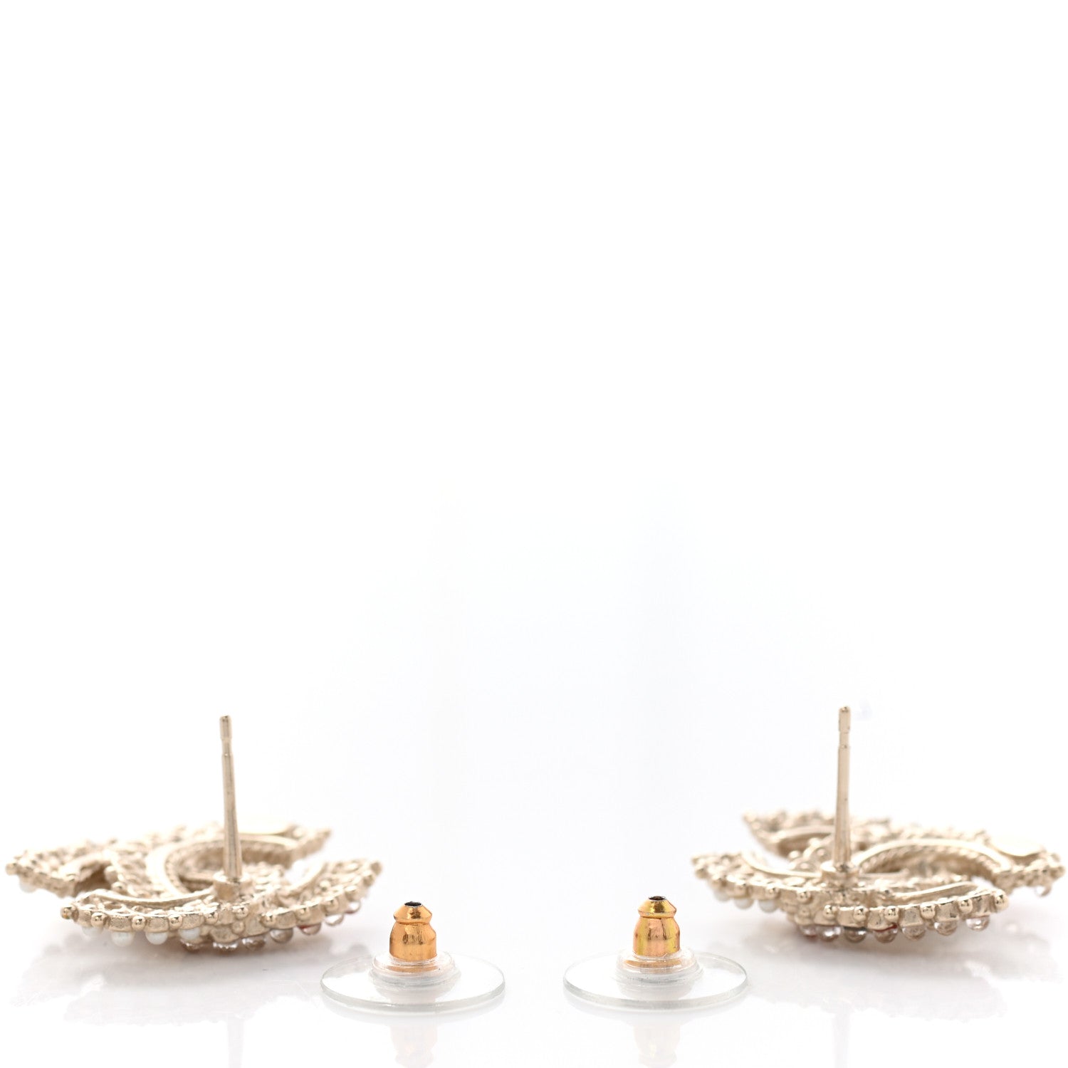Chanel Pearl CC Earrings Pink Gold 3 of 4