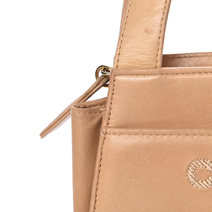 Chanel Lambskin Stitched Logo Tote Beige 16 of 16