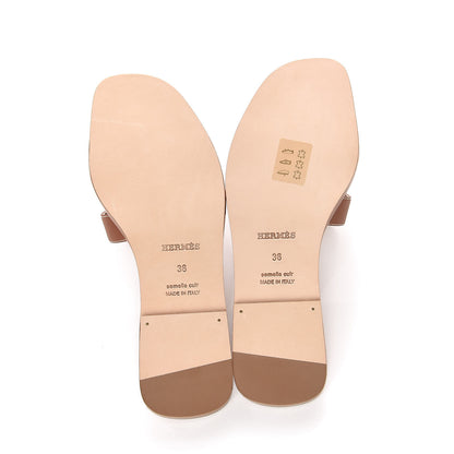 Hermes Box Calfskin Oran Sandals 36 Gold 5 of 10