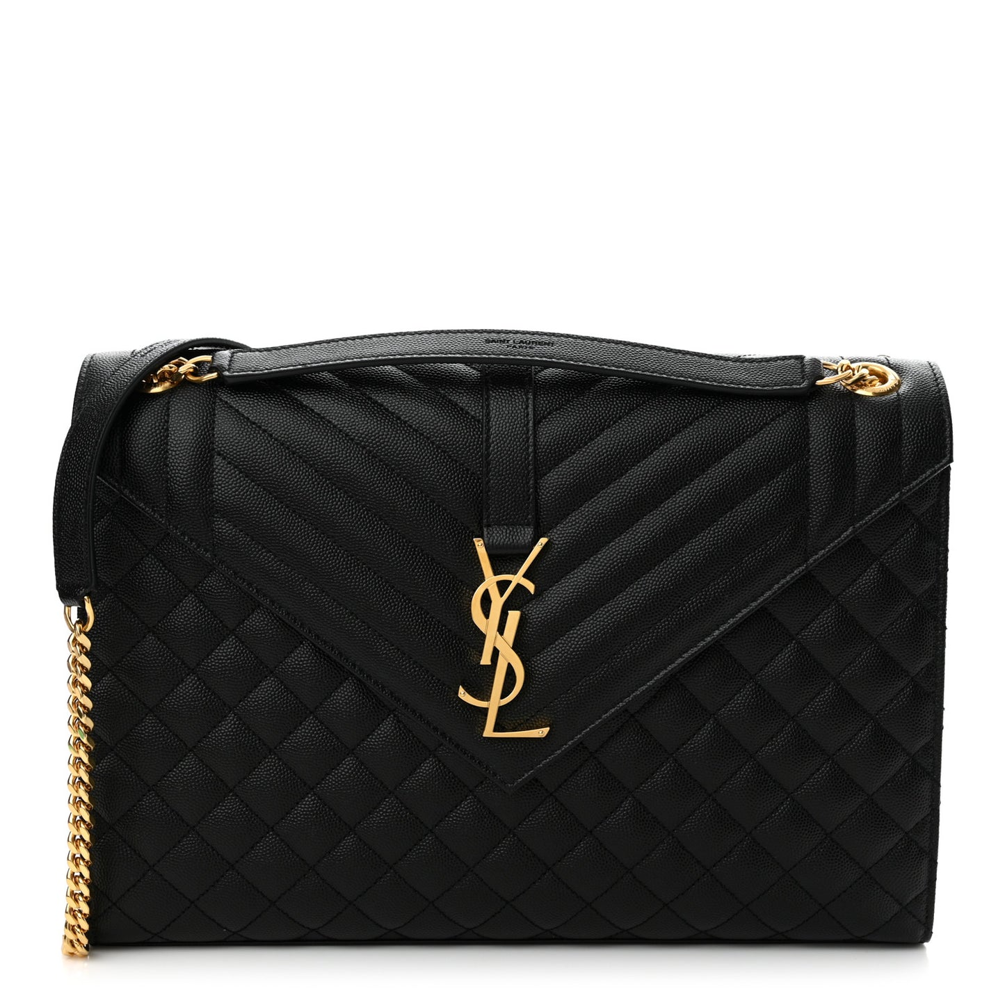 Grain De Poudre Textured Mixed Matelasse Large Triquilt Monogram Satchel Black