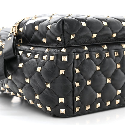 Valentino Garavani Lambskin VLTN Print Quilted Mini Rockstud Spike Backpack Black 8 of 12