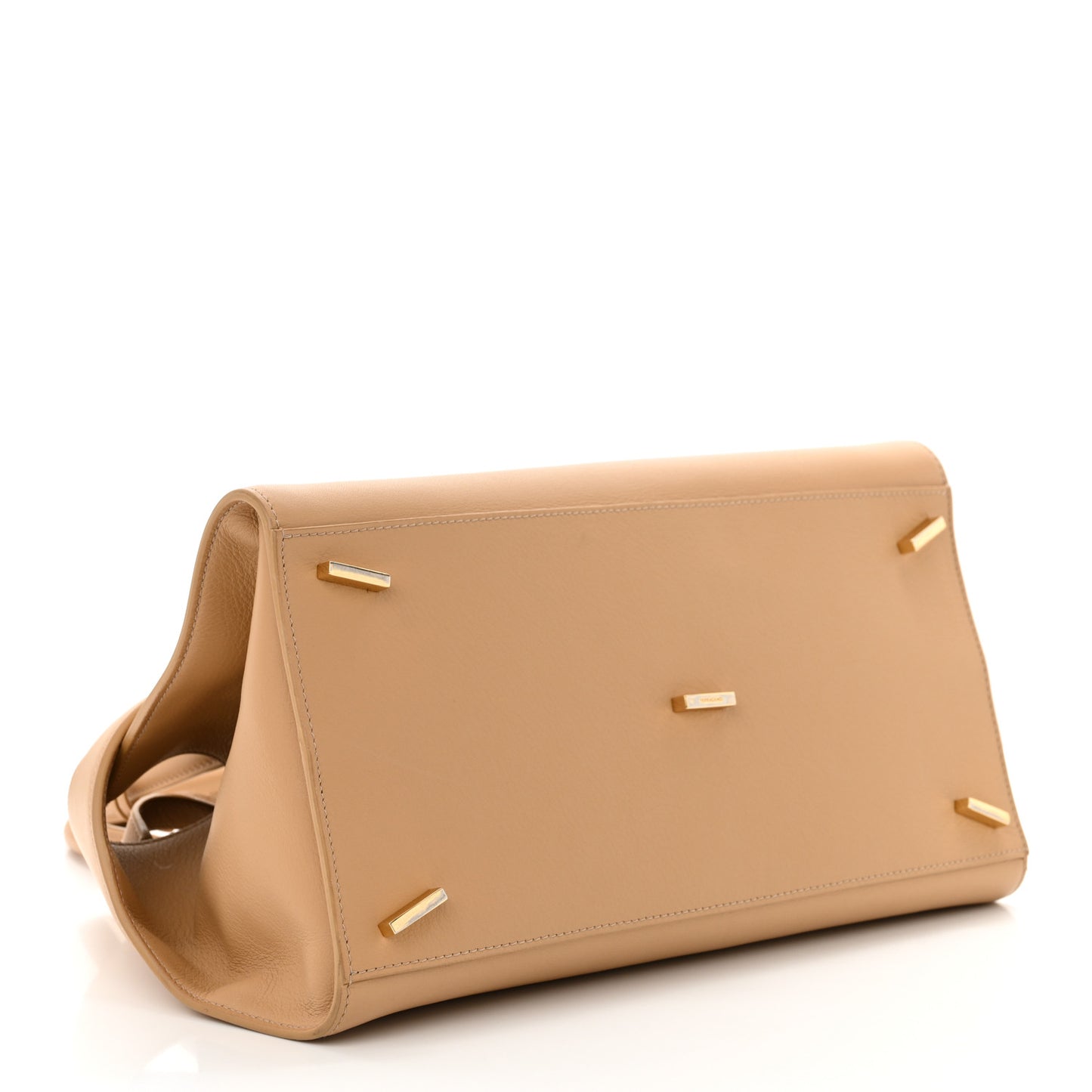 Natural Grain Calfskin Small Hug Bag Light Caramel