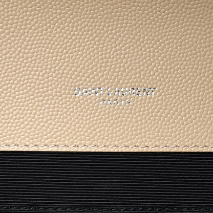 Saint Laurent Grain De Poudre Mixed Matelasse Large Triquilt Monogram Satchel Nude Powder 7 of 9