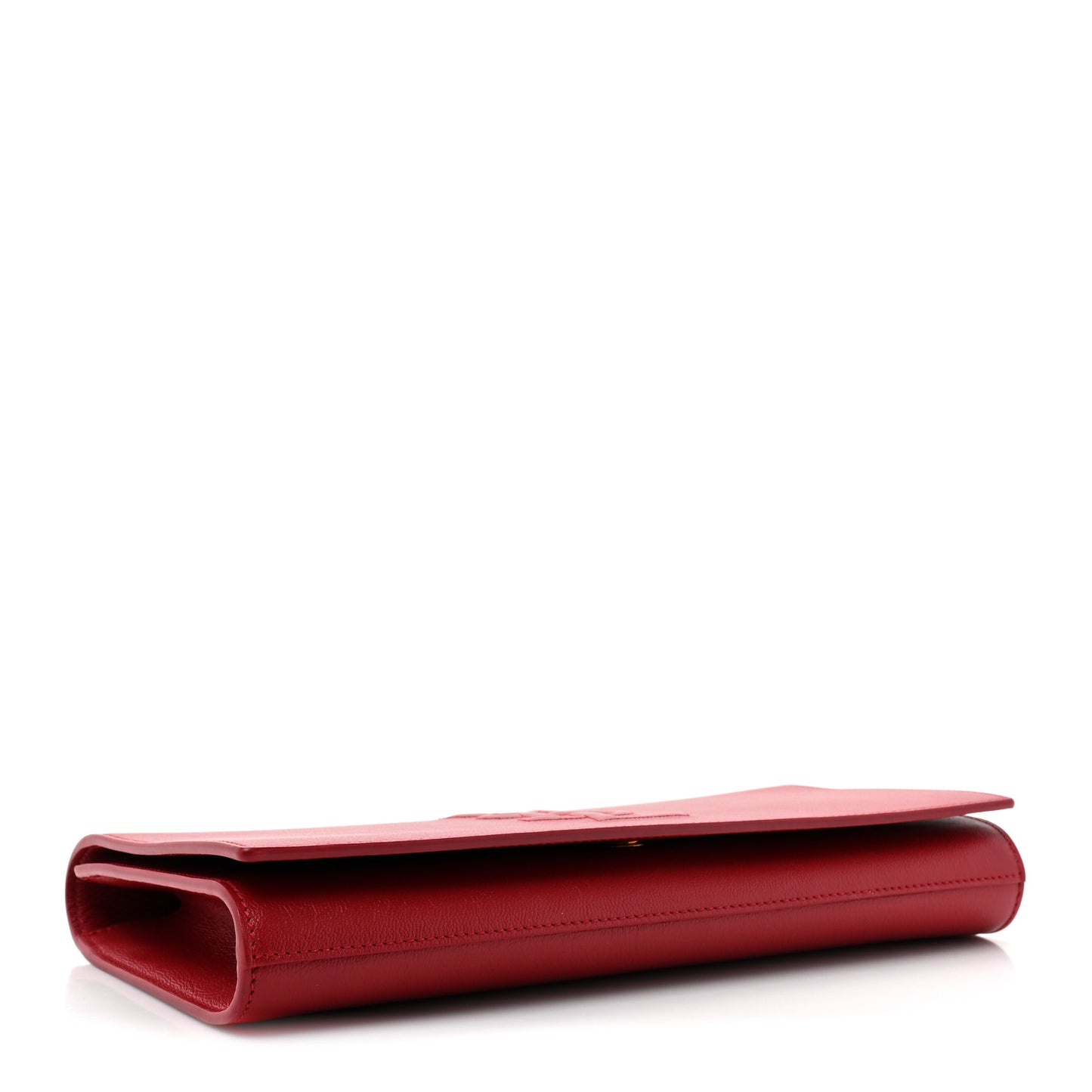 SAINT LAURENT Calfskin Monogram Large Belle De Jour Clutch Red