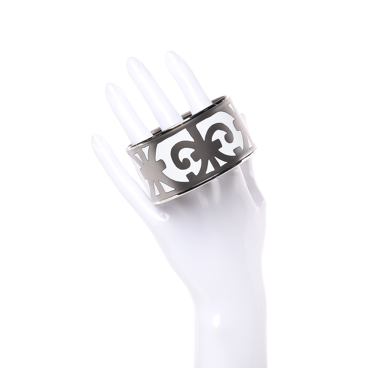 Hermes Enamel Printed Extra Wide Balcons du Guadalquivir Bracelet 70 Silver 2 of 5