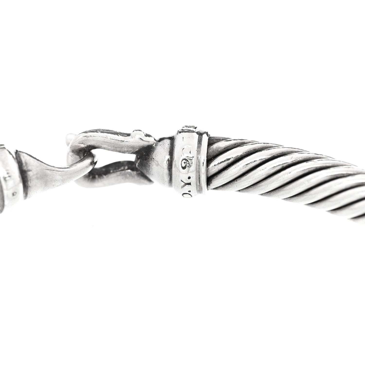 David Yurman Sterling Silver Diamond 5mm Cable Buckle Bracelet 3 of 3