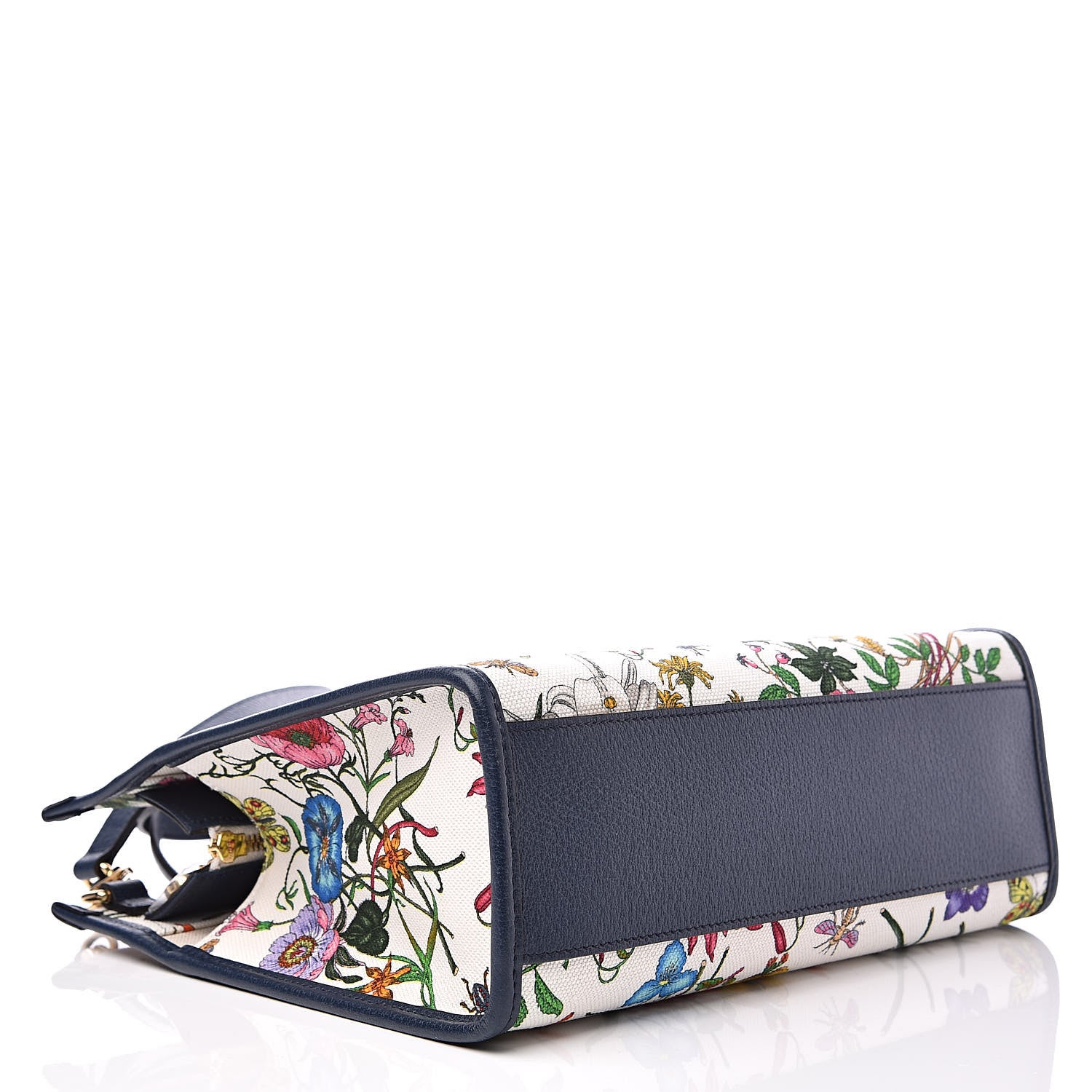 Gucci Canvas Medium Flora Tote White Multicolor Blue Agata 5 of 13