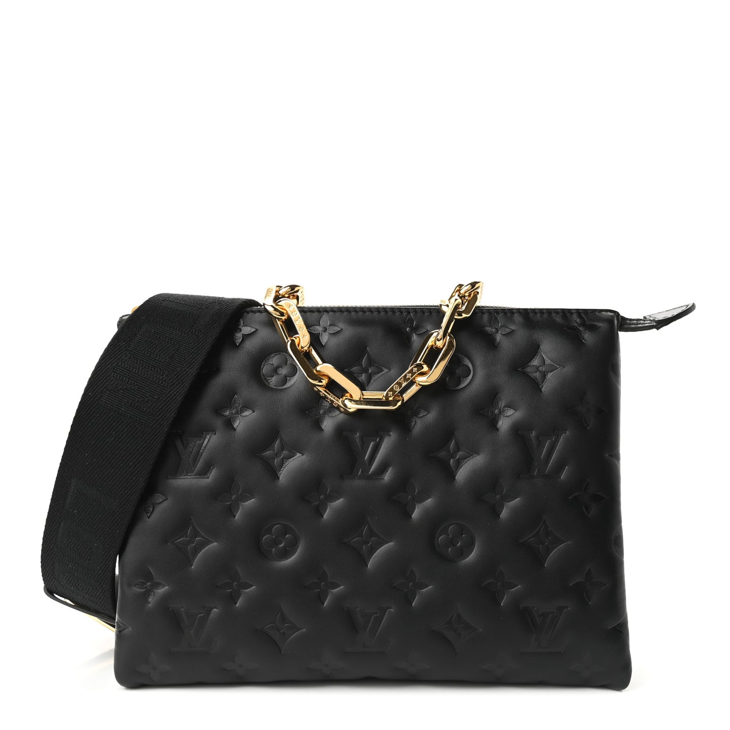 Lambskin Embossed Monogram Coussin PM Black