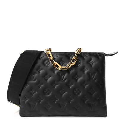 Louis Vuitton Lambskin Embossed Monogram Coussin PM Black 1 of 11