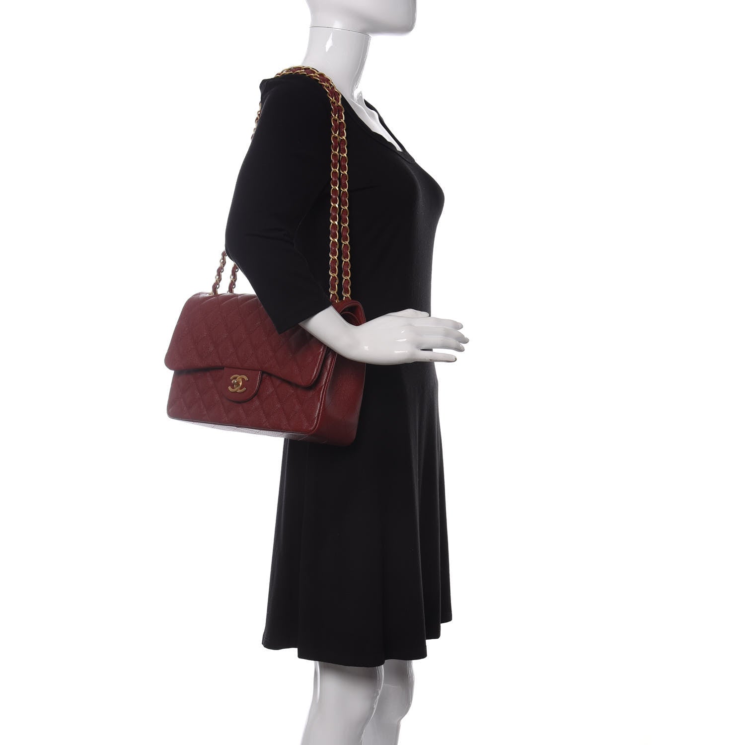 Chanel Iridescent Caviar Quilted Jumbo Double Flap Burgundy 2 of 10