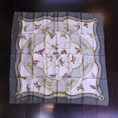 Hermes Silk Birds Scarf Gray 1 of 6