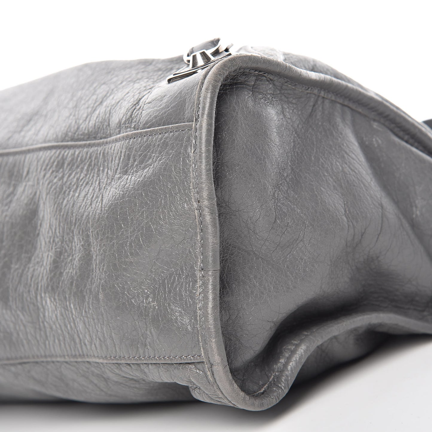 Chevre Silver Metallic Edge Hardware City Gris Cendre