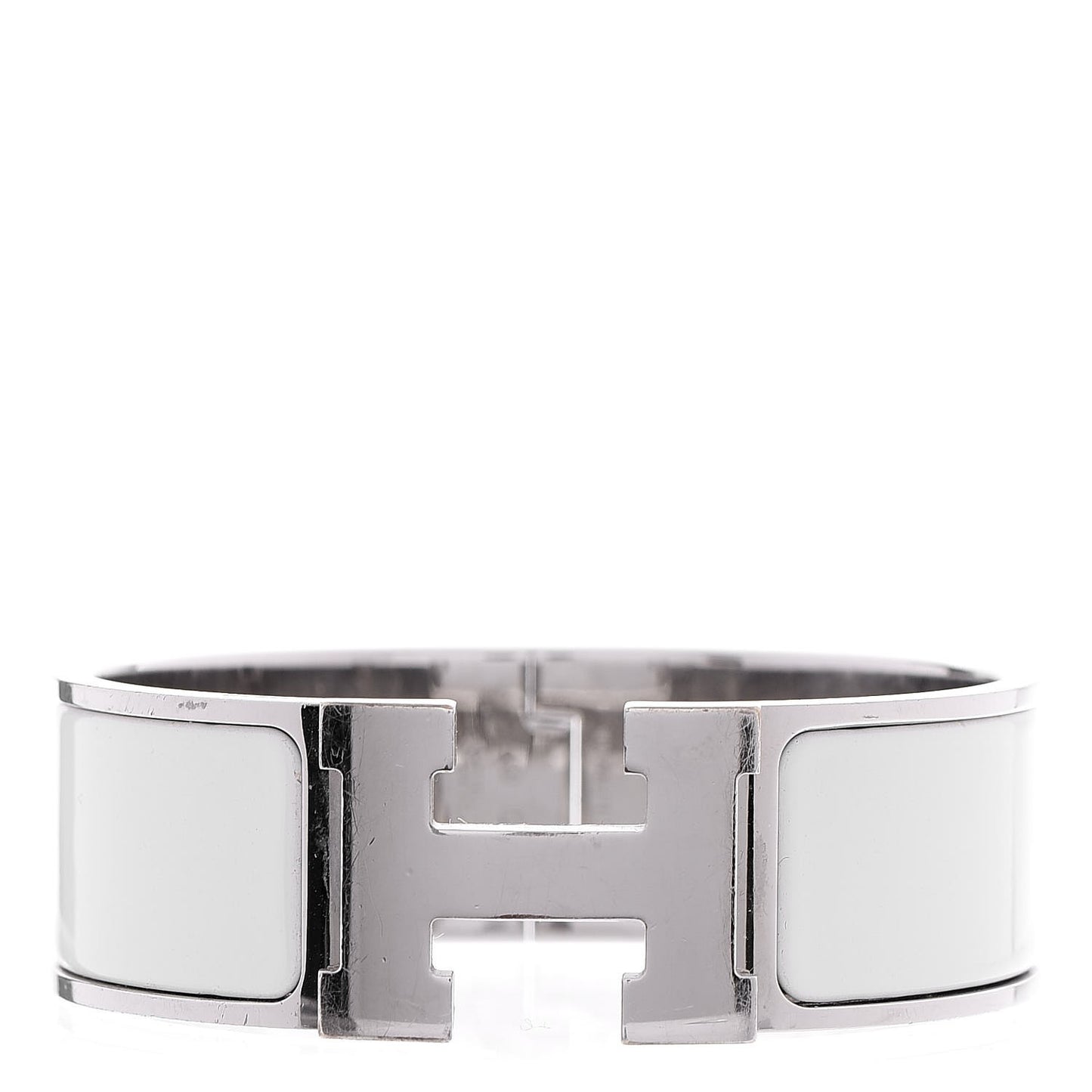 Enamel Wide Clic Clac H Bracelet PM White