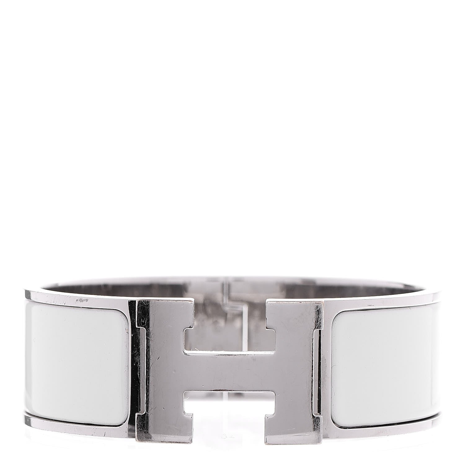 Hermes Enamel Wide Clic Clac H Bracelet PM White 1 of 5
