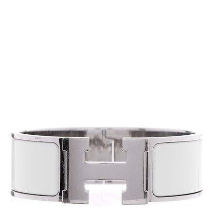 Hermes Enamel Wide Clic Clac H Bracelet PM White 1 of 5