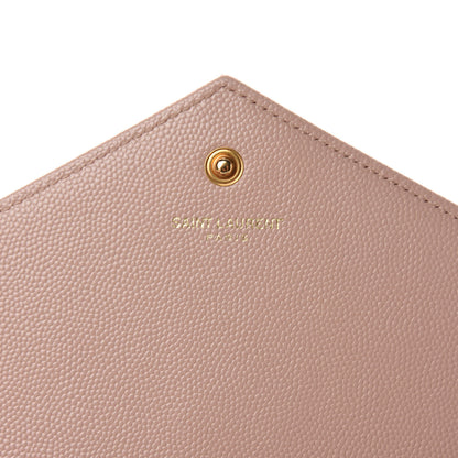 Saint Laurent Grain De Poudre Matelasse Chevron Monogram Chain Wallet Pale Blush 9 of 13