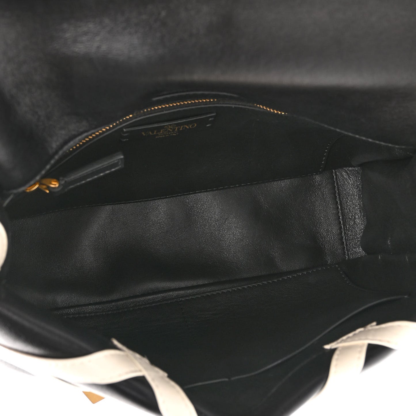 Nappa Large Roman Stud Shoulder Bag Black White