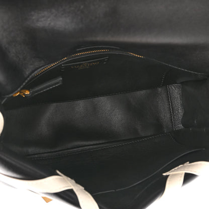 Valentino Garavani Nappa Large Roman Stud Shoulder Bag Black White 5 of 11