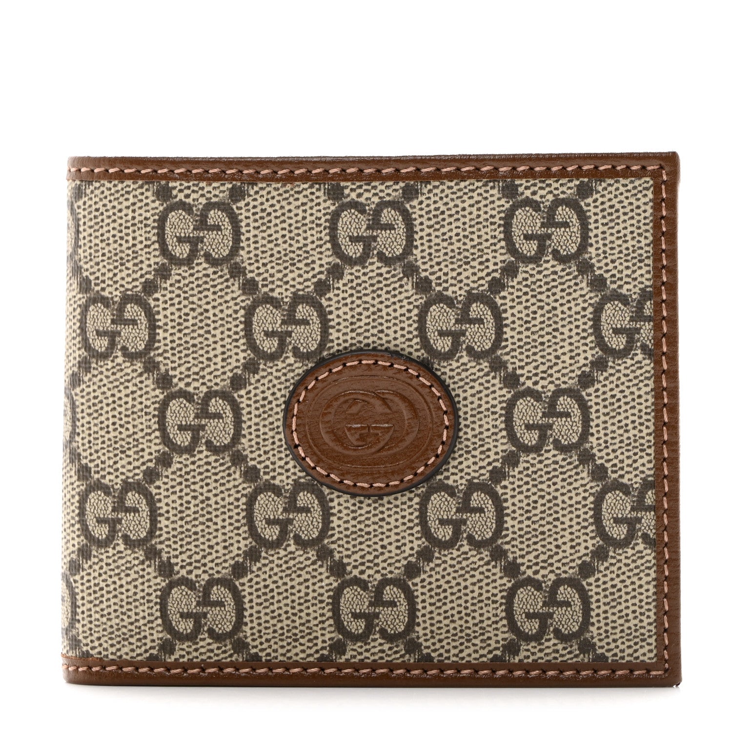 Gucci GG Supreme Monogram Azalea Calfskin Retro Interlocking G Bi-Fold Wallet Beige Ebony Brown Sugar 1 of 9