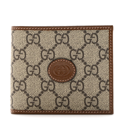 Gucci GG Supreme Monogram Azalea Calfskin Retro Interlocking G Bi-Fold Wallet Beige Ebony Brown Sugar 1 of 9