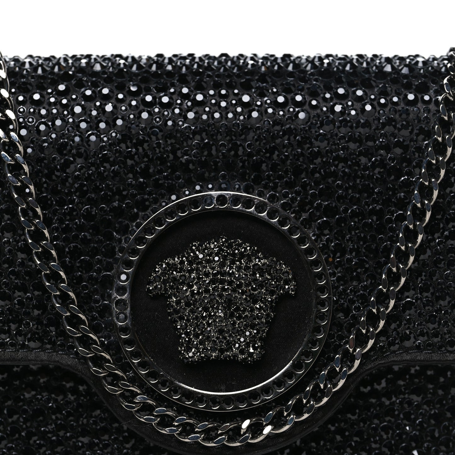 Crystal La Medusa Envelope Clutch Black