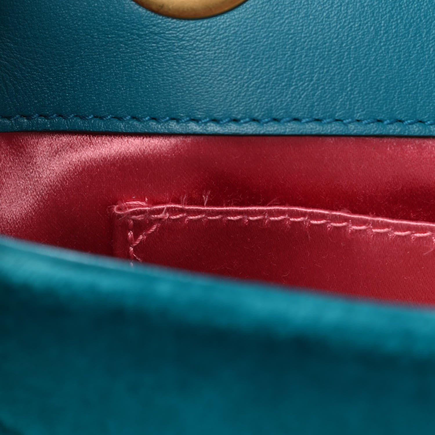 Gucci Velvet Matelasse Mini GG Marmont Shoulder Bag Pavone Cyan 11 of 11