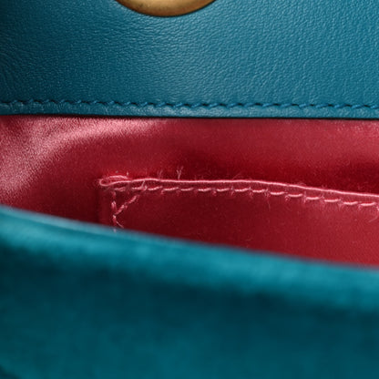 Gucci Velvet Matelasse Mini GG Marmont Shoulder Bag Pavone Cyan 11 of 11