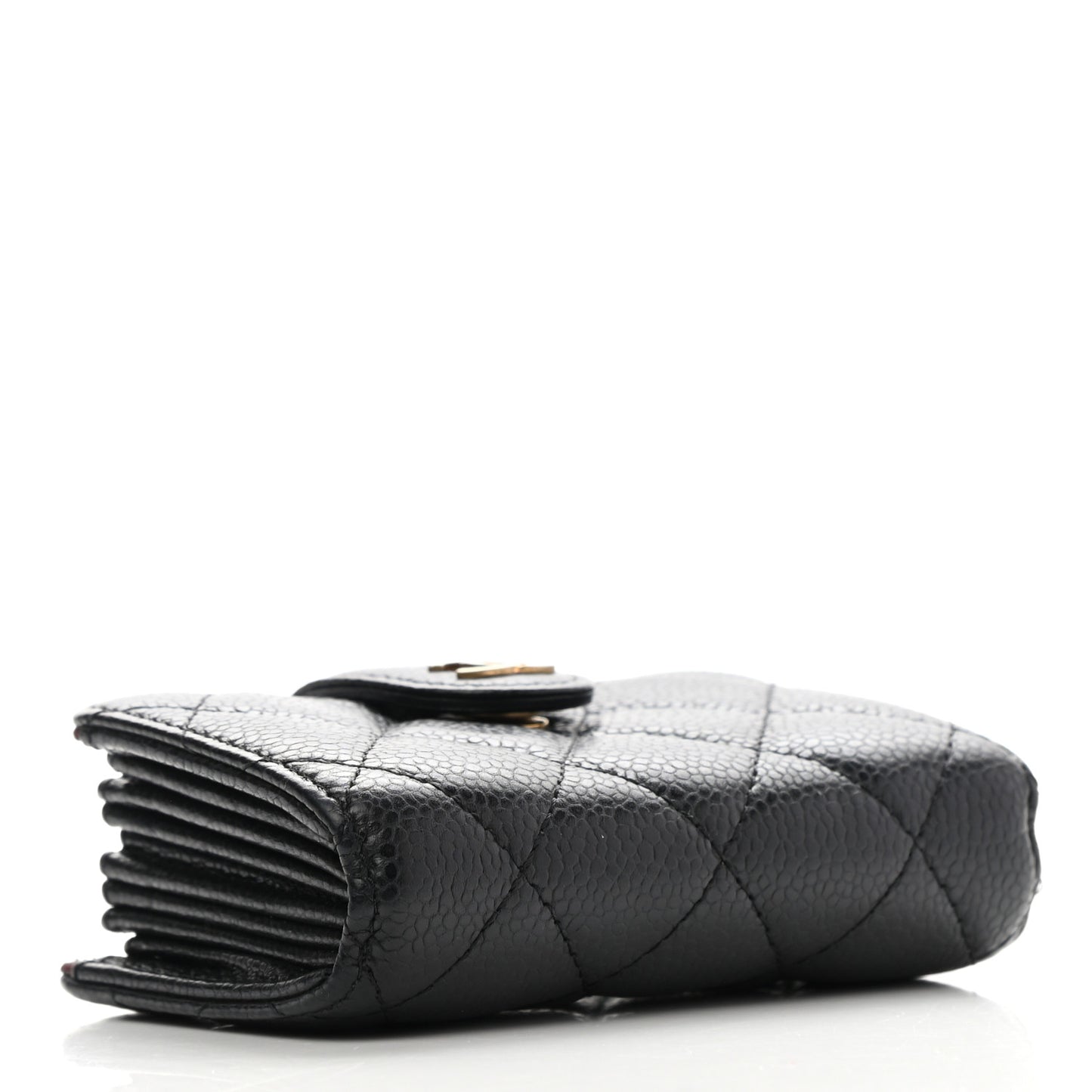 Caviar Quilted Gusseted Card Holder Black