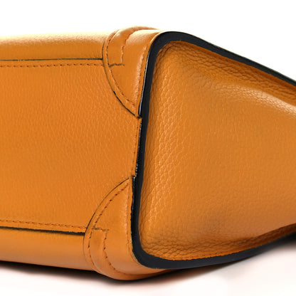 Celine Drummed Calfskin Nano Luggage Ocre 5 of 10