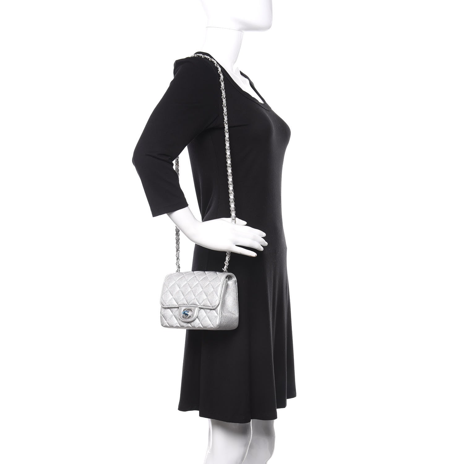 Chanel Metallic Lambskin Quilted Mini Square Flap Silver 2 of 10