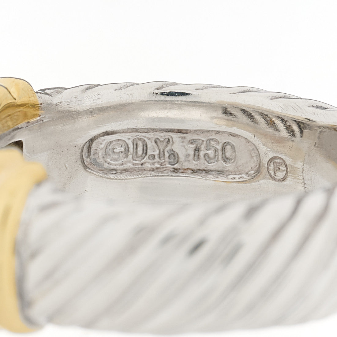 Sterling Silver 18K Yellow Gold Diamond 8mm Metro Cable Ring 51 5.75