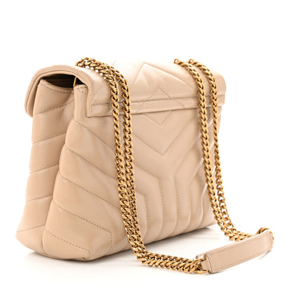Saint Laurent Calfskin Y Quilted Monogram Small Loulou Chain Satchel Dark Beige 3 of 12
