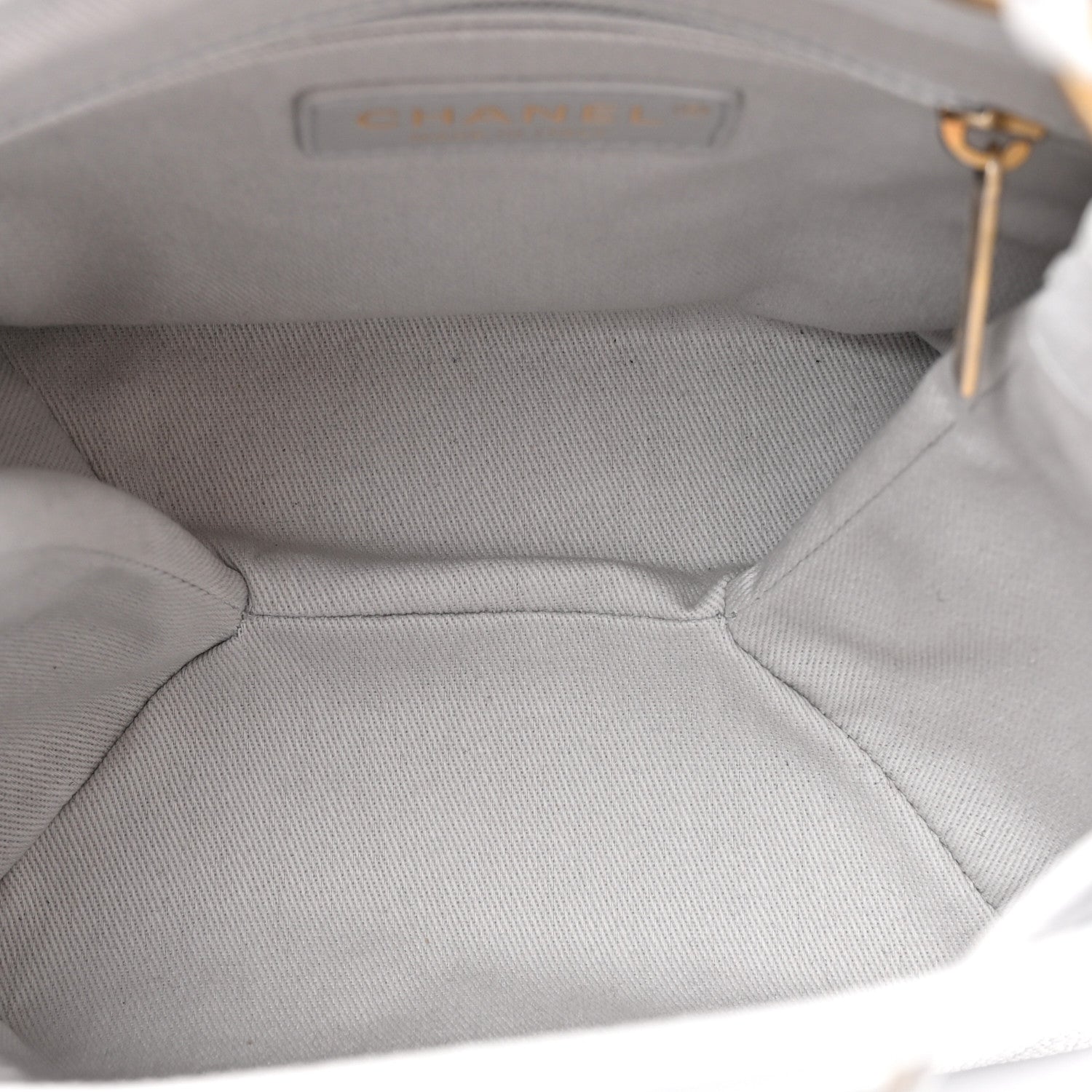 Chanel Grained Calfskin Stitched Small Drawstring Bag Grey 5 of 12