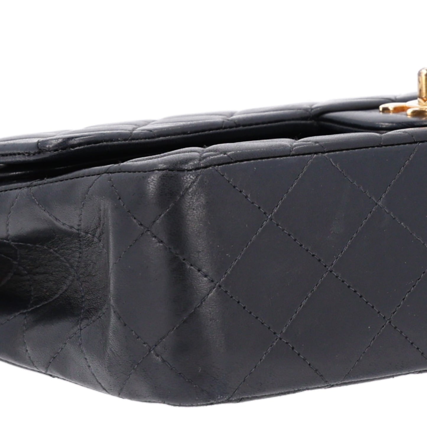 Lambskin Quilted Medium Double Flap Black