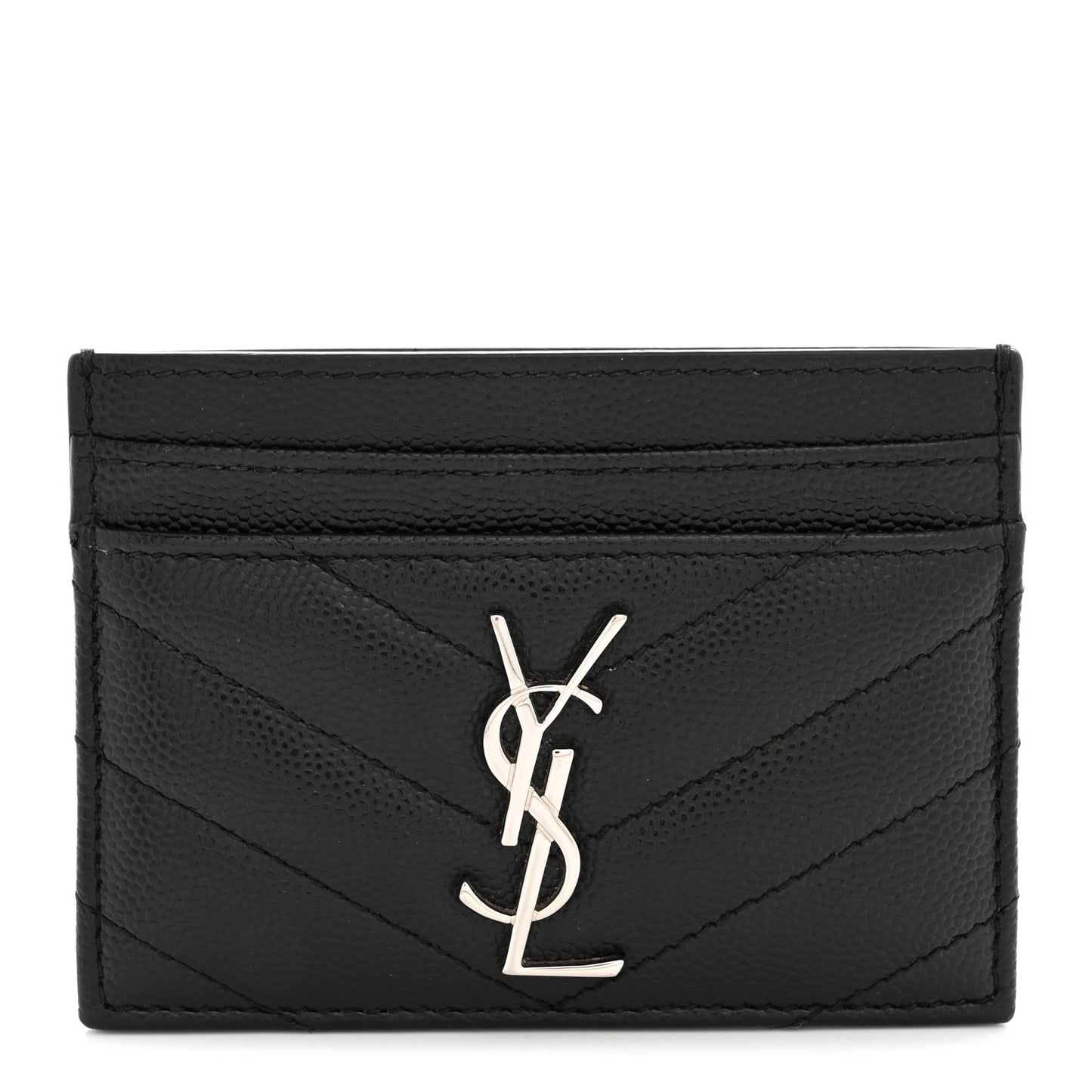 Grain De Poudre Matelasse Chevron Monogram Credit Card Case Black