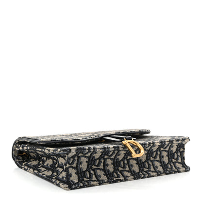 Christian Dior Oblique Saddle Chain Pouch Blue 4 of 10