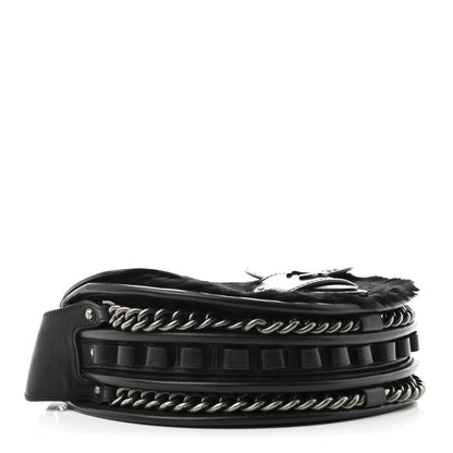 Chanel Pony Hair Calfskin Quilted Dallas Studded Saddle Bag Black Black 4 of 12