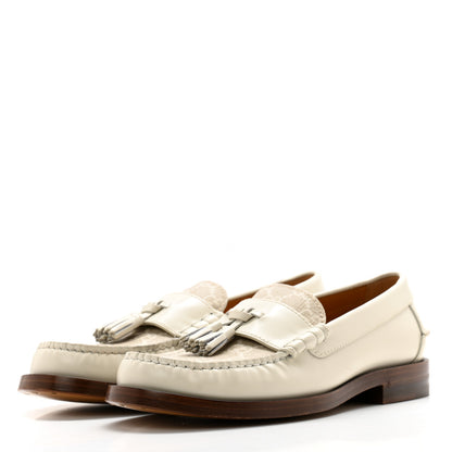 Gucci Calfskin GG Supreme Tassel Womens Loafers 35.5 Mystic White 3 of 13