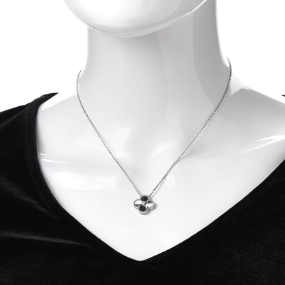 Van Cleef & Arpels 18K White Gold Diamond Guilloche Vintage Alhambra Pendant Necklace 2 of 8