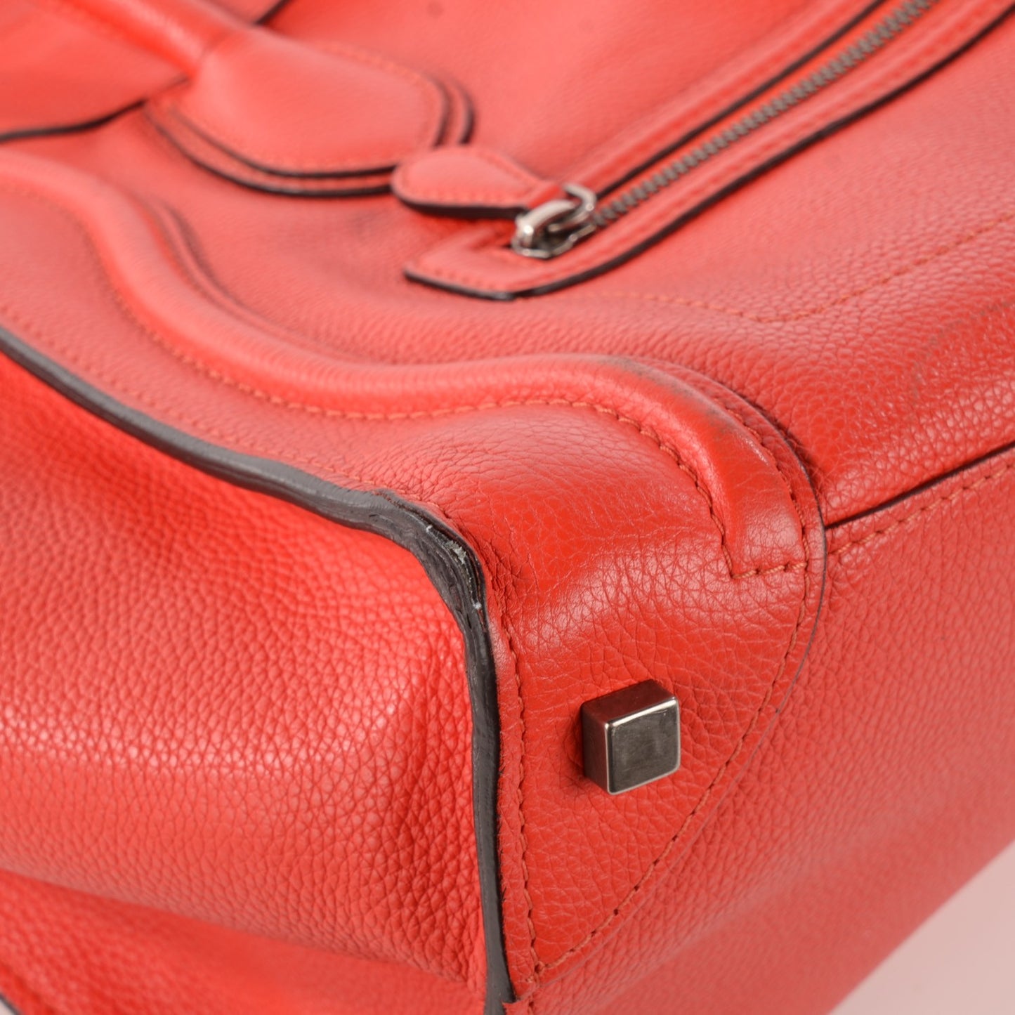 Drummed Calfskin Mini Luggage Vermillion