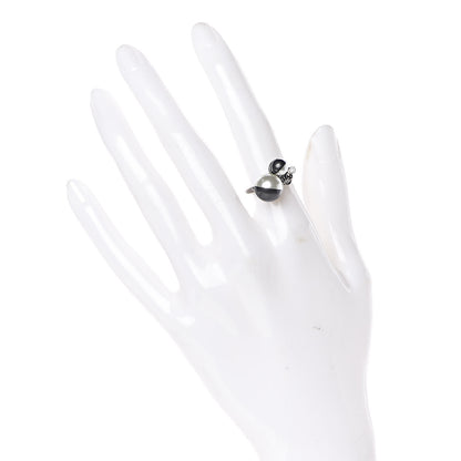 Chanel Ruthenium Pearl CC Ring 5 Pearly White Dark Grey 2 of 5