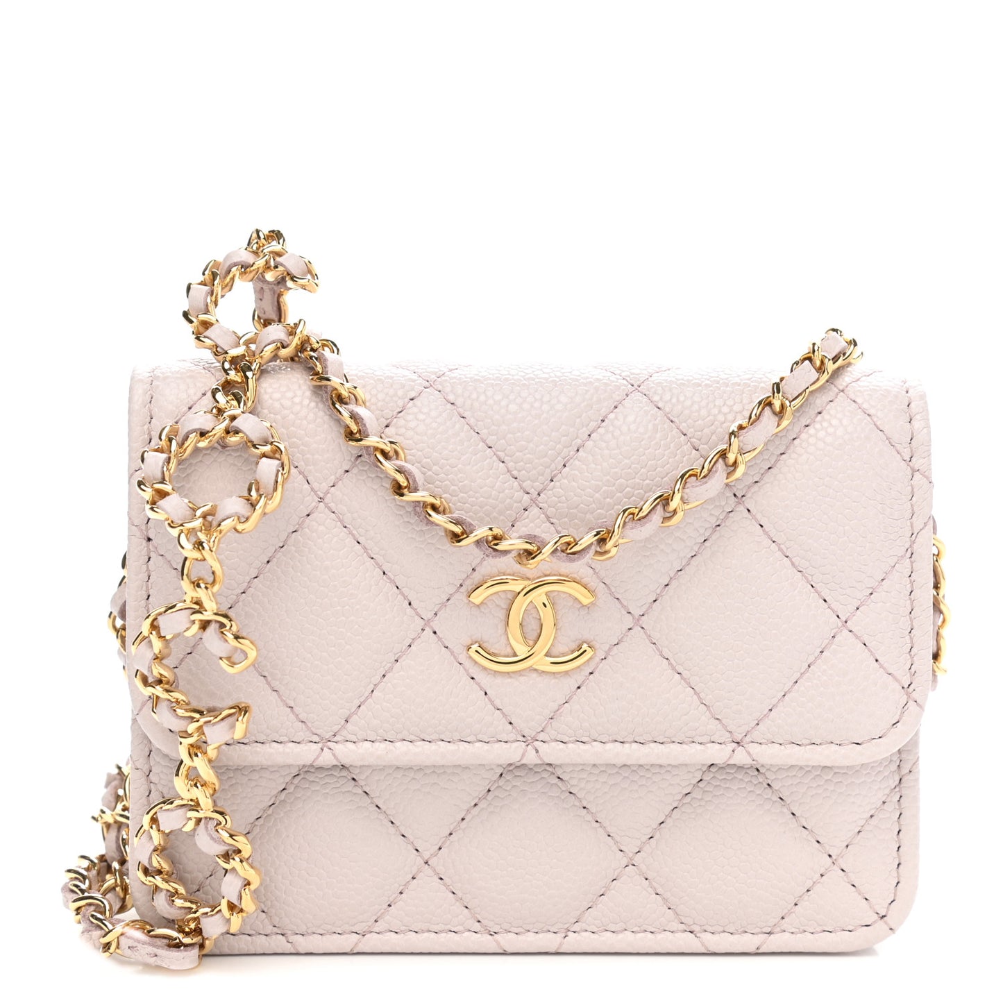 Caviar Quilted Miss Coco Clutch With Chain Light Purple