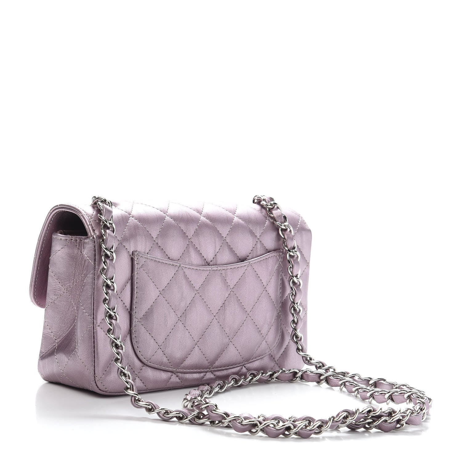 Chanel Metallic Calfskin Quilted Mini Rectangular Flap Pink 3 of 11
