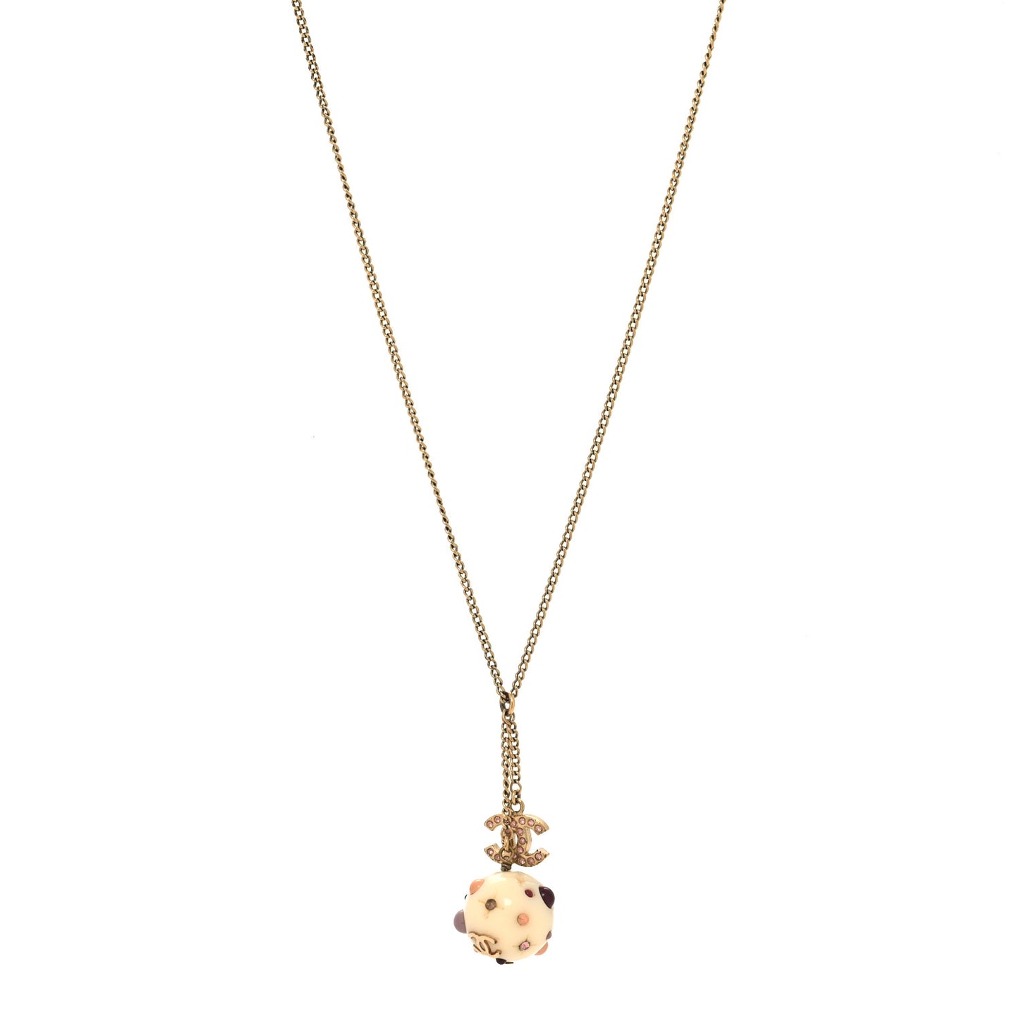 Resin Crystal CC Orb Necklace White