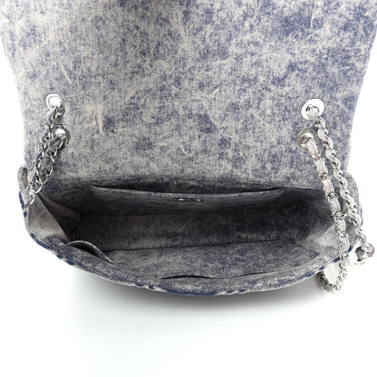 Chanel Denim Embossed CC Logo Print Jumbo Single Flap Blue 5 of 10
