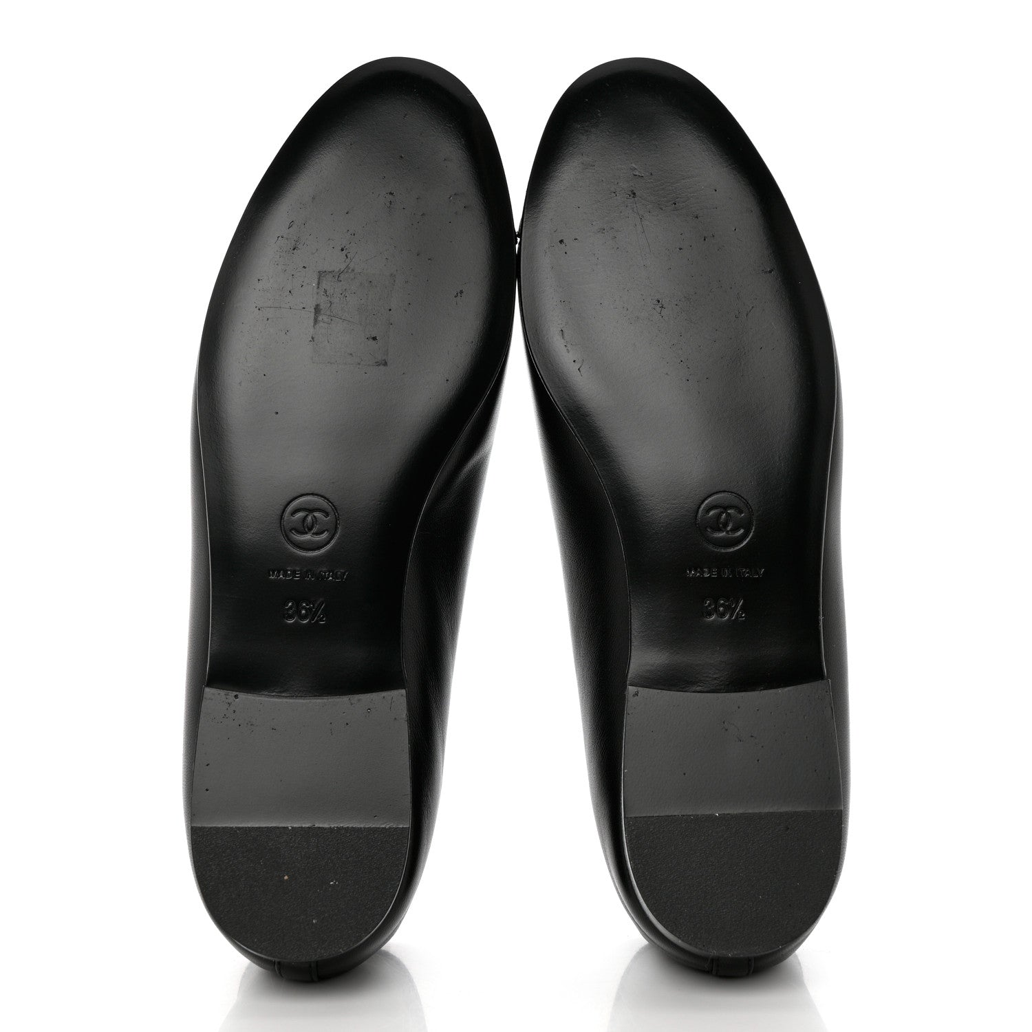 Chanel Lambskin Patent CC Cap Toe Ballerina Flats 36.5 Black 5 of 9