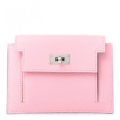 Hermes Chevre Mysore Kelly Pocket Compact Wallet Rose Sakura 1 of 7