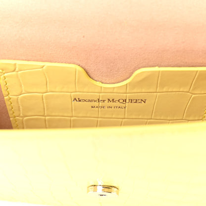 Alexander McQueen Calfskin Crocodile Embossed Skull Mini Crossbody Bag Yellow 6 of 10