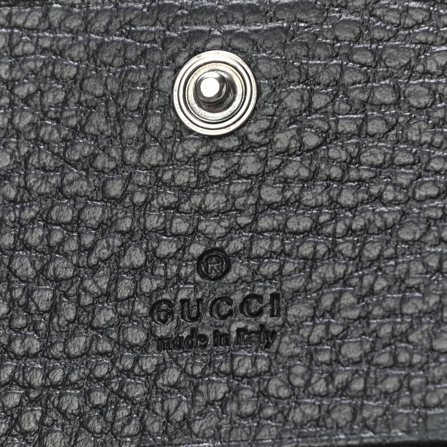 Dollar Calfskin Enamel Monochrome GG Marmont Card Case Black