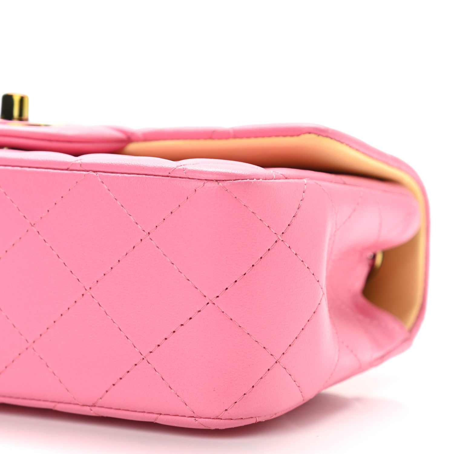 Chanel Lambskin Quilted Mini Rectangular Flap Pink Yellow 10 of 11